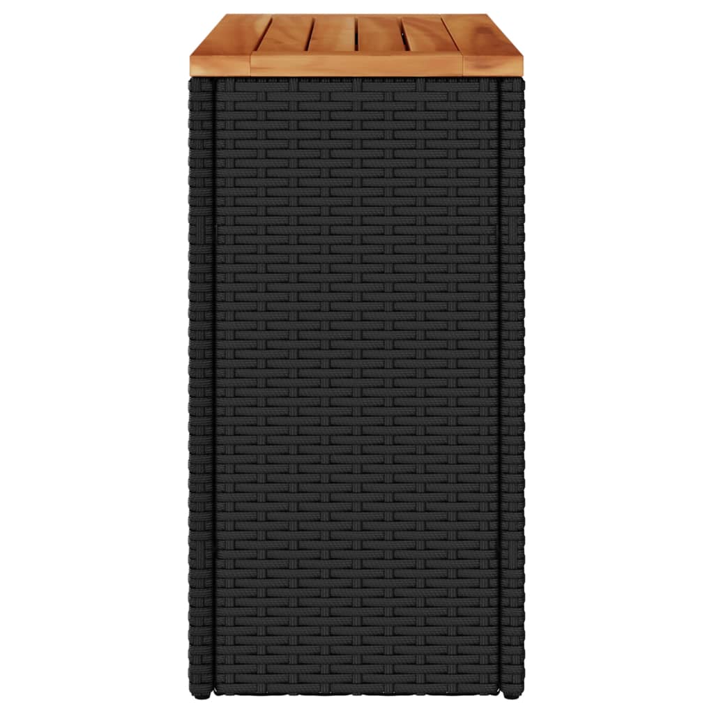 Tuinbijzettafel Met Houten Blad 58X27,5X55 Cm Poly Rattan Zwart
