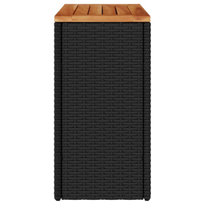 Tuinbijzettafel Met Houten Blad 58X27,5X55 Cm Poly Rattan Zwart