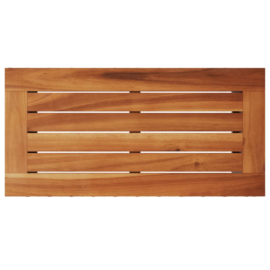 Tuinbijzettafel Met Houten Blad 58X27,5X55 Cm Poly Rattan Zwart