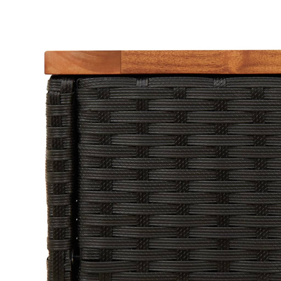 Tuinbijzettafel Met Houten Blad 58X27,5X55 Cm Poly Rattan Zwart