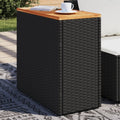 Tuintafel met houten blad zwart 58x27,5x55 cm poly rattan