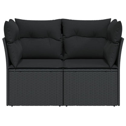 Tuinbank 2-Zits Met Kussens Poly Rattan Zwart