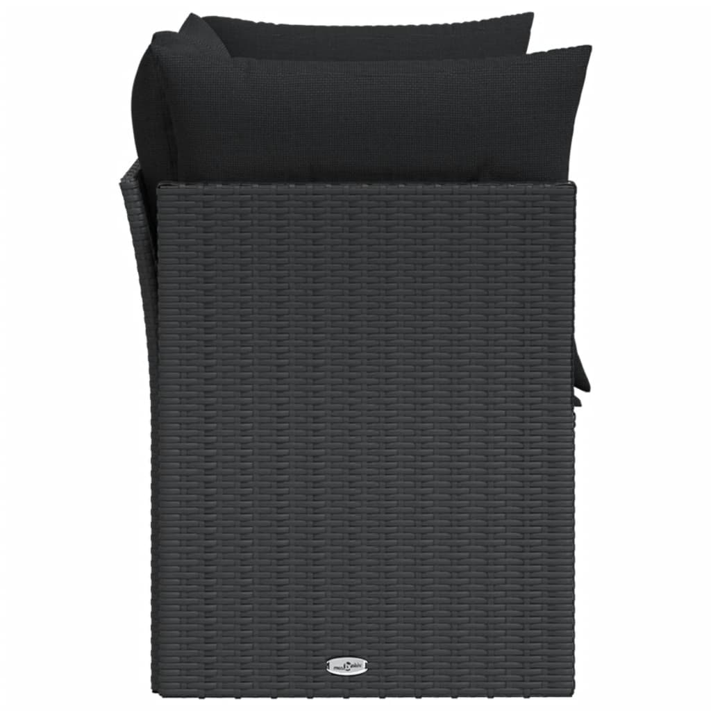 Tuinbank 2-Zits Met Kussens Poly Rattan Zwart