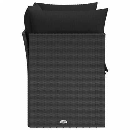 Tuinbank 2-Zits Met Kussens Poly Rattan Zwart