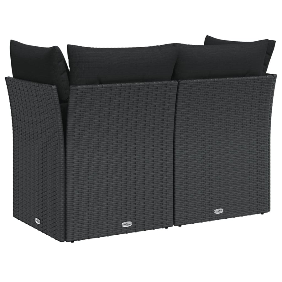 Tuinbank 2-Zits Met Kussens Poly Rattan Zwart