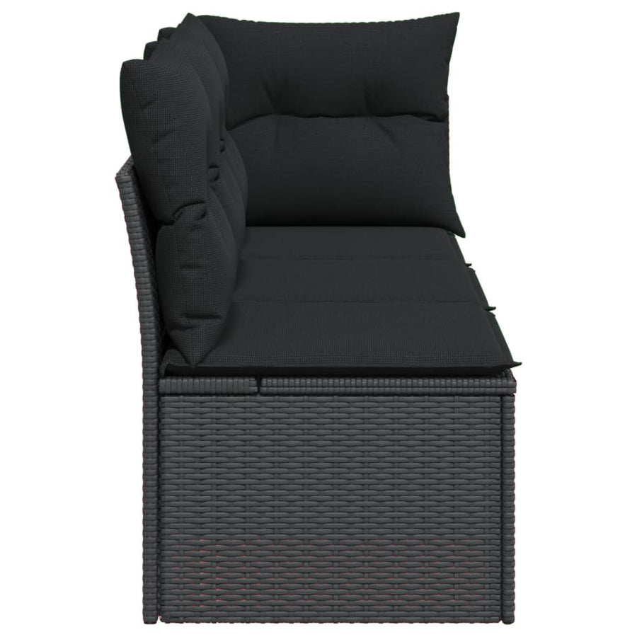 Tuinbank 3-Zits Met Kussens Poly Rattan Zwart