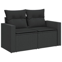 Tuinbank 2-Zits Met Kussens Poly Rattan Zwart