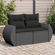 Tuinbank 2-zits poly rattan 142x62x69 cm zwart