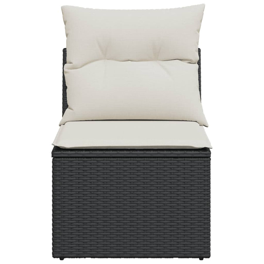 Tuinbank Zonder Armleuning Met Kussens Poly Rattan Zwart