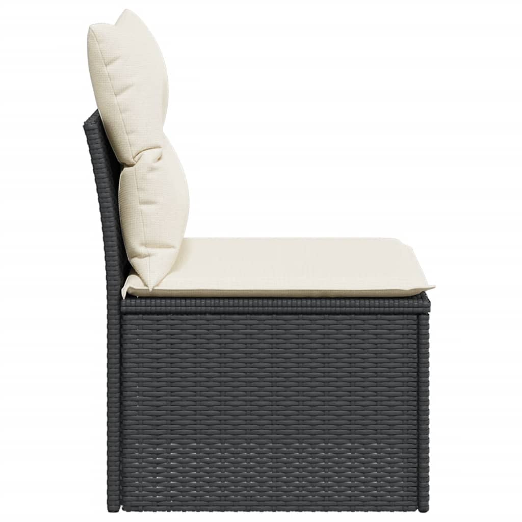 Tuinbank Zonder Armleuning Met Kussens Poly Rattan Zwart
