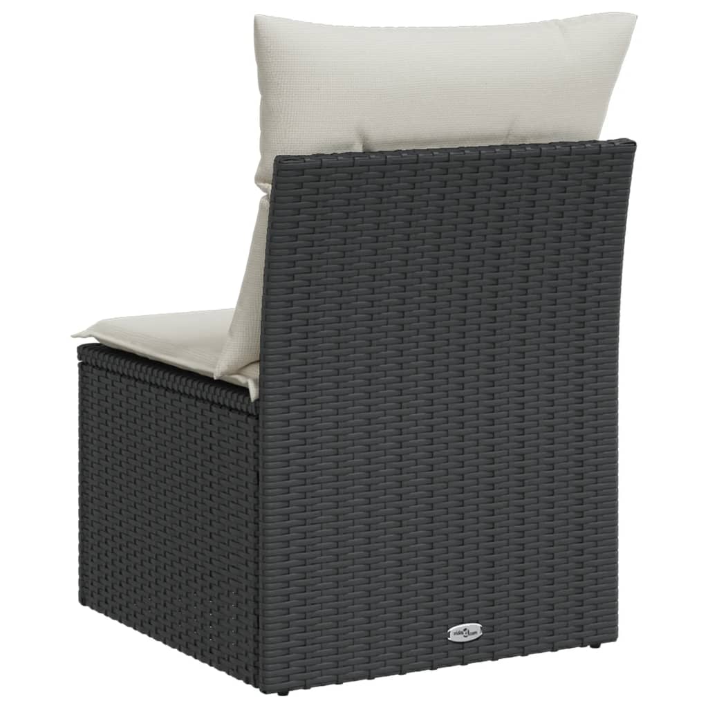 Tuinbank Zonder Armleuning Met Kussens Poly Rattan Zwart