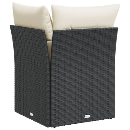 Tuinhoekbank Met Kussens Poly Rattan Zwart