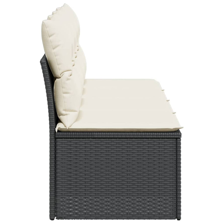 Tuinbank 4-Zits Met Kussens Poly Rattan Zwart