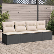 Tuinbank 4-zits poly rattan 220x62x69 cm zwart