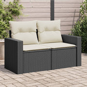 2-Seater Garden Bench with Cushions Poly Rattan Black