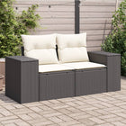 2-Seater Garden Bench with Cushions Poly Rattan Black