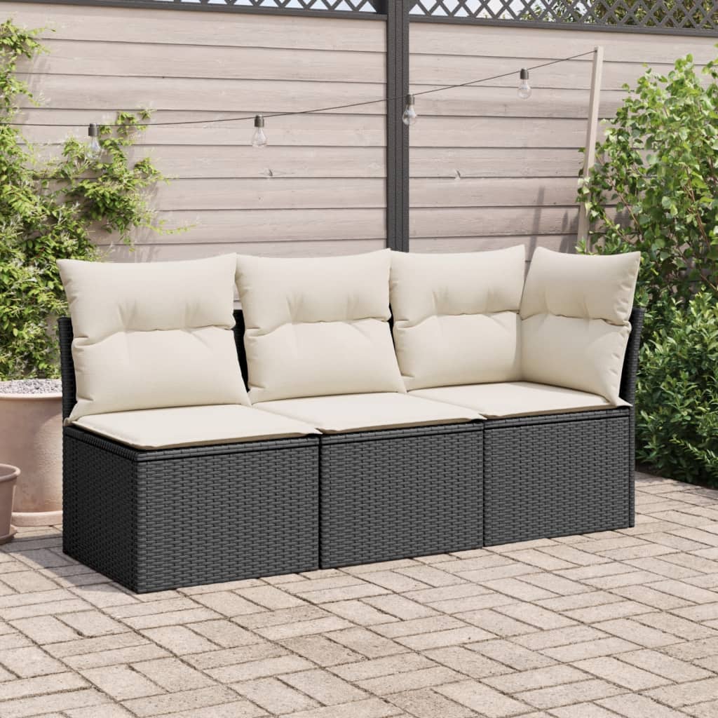 Tuinbank Zonder Armleuning Met Kussens Poly Rattan Zwart