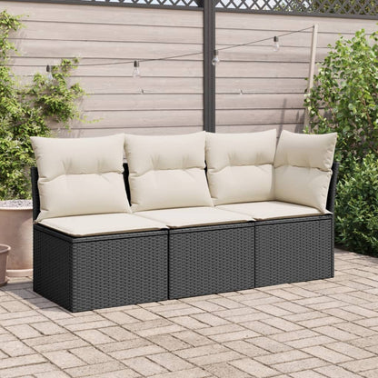 Tuinbank Zonder Armleuning Met Kussens Poly Rattan Zwart