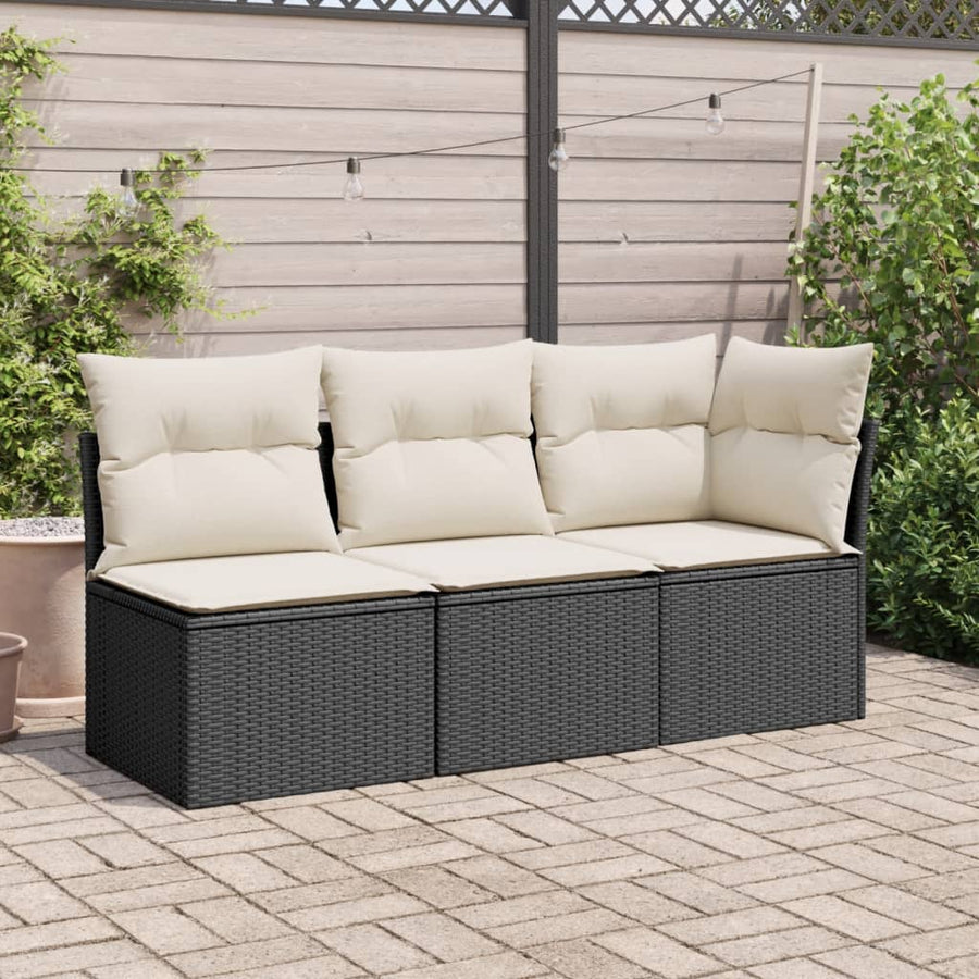 Tuinbank Zonder Armleuning Met Kussens Poly Rattan Zwart