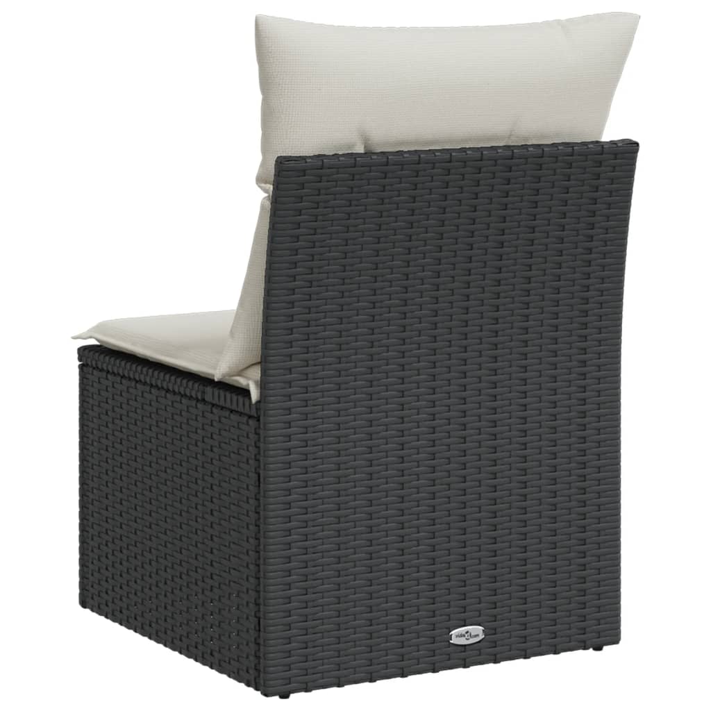 Tuinbank Zonder Armleuning Met Kussens Poly Rattan Zwart
