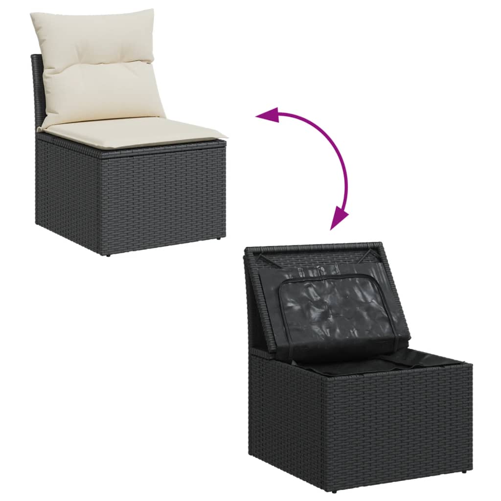 Tuinbank Zonder Armleuning Met Kussens Poly Rattan Zwart