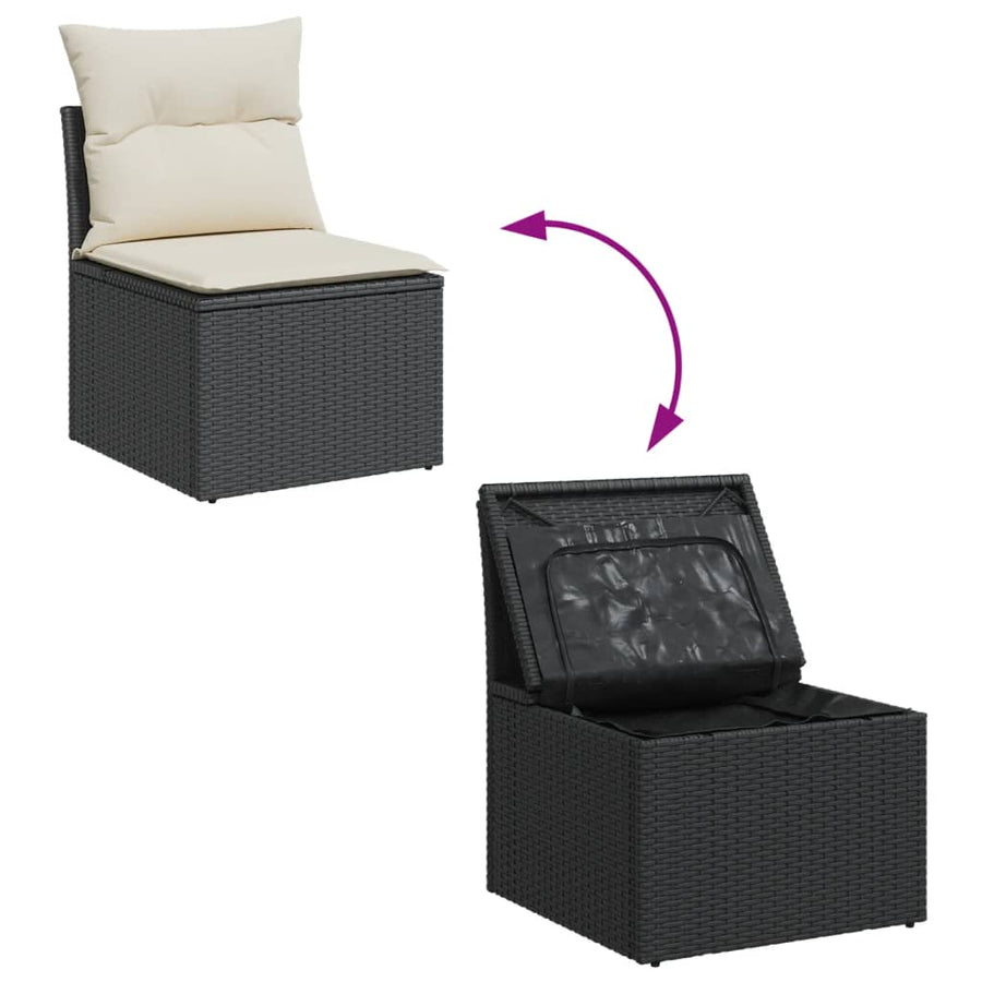 Tuinbank Zonder Armleuning Met Kussens Poly Rattan Zwart