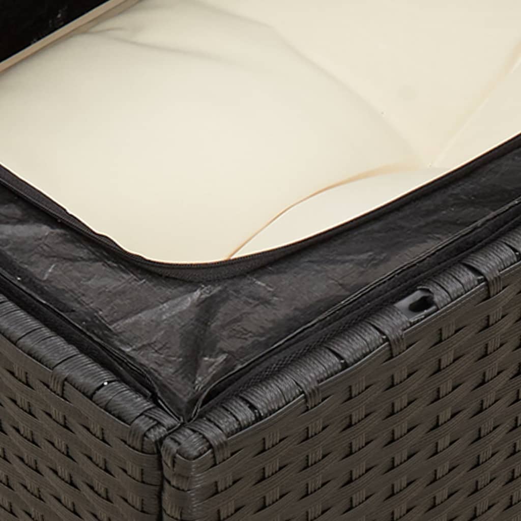Tuinbank Zonder Armleuning Met Kussens Poly Rattan Zwart