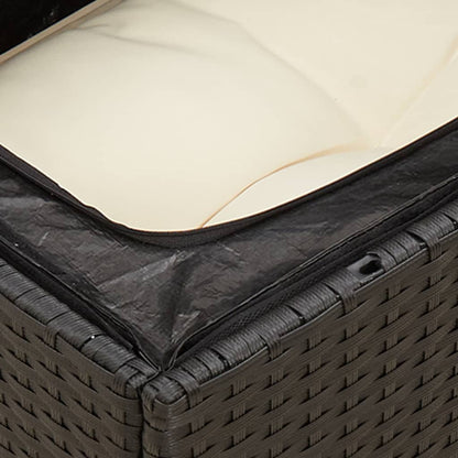 Tuinbank Zonder Armleuning Met Kussens Poly Rattan Zwart