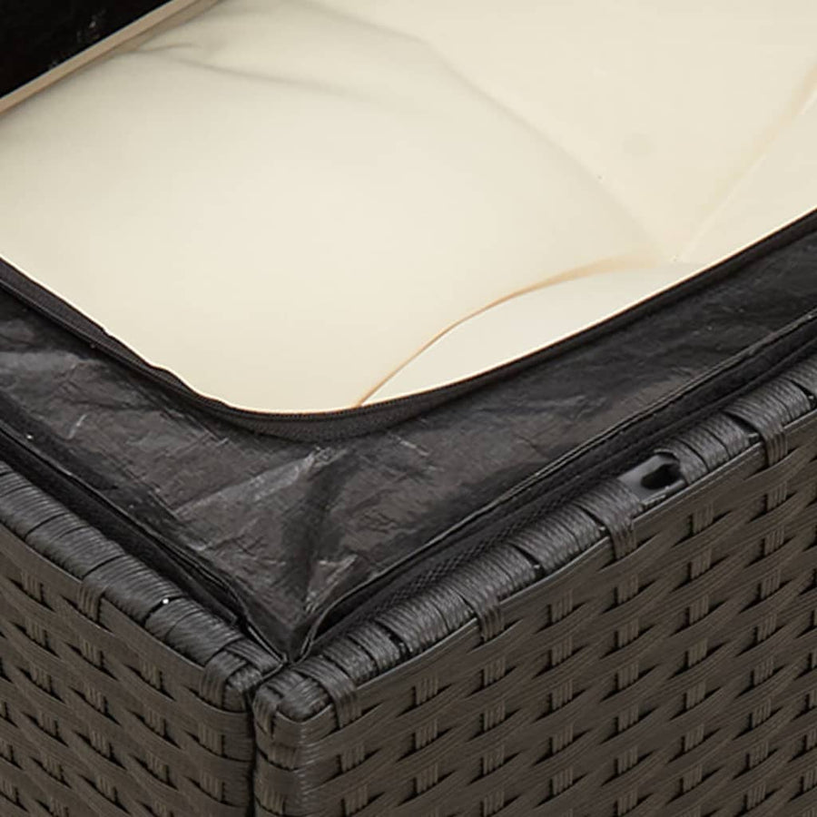 Tuinbank Zonder Armleuning Met Kussens Poly Rattan Zwart