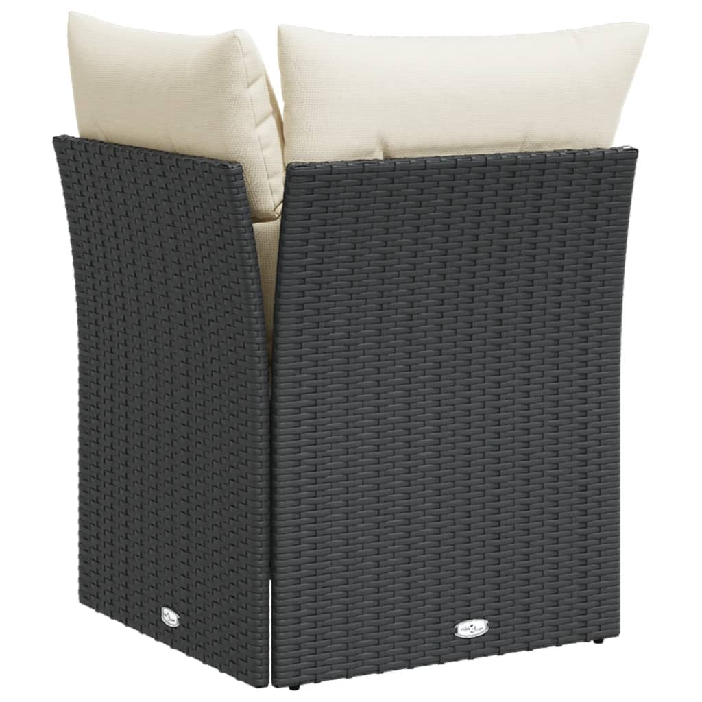 Tuinhoekbank Met Kussens Poly Rattan Zwart