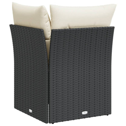 Tuinhoekbank Met Kussens Poly Rattan Zwart