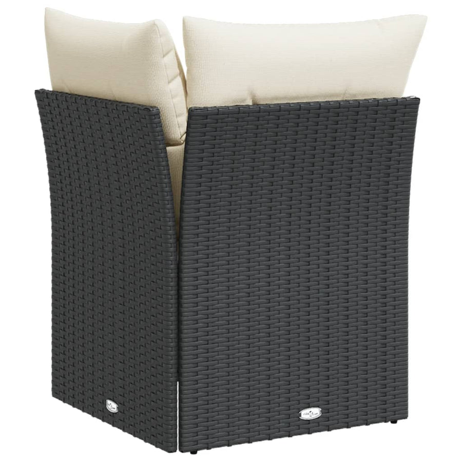Tuinhoekbank Met Kussens Poly Rattan Zwart