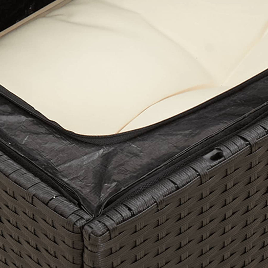 Tuinhoekbank Met Kussens Poly Rattan Zwart