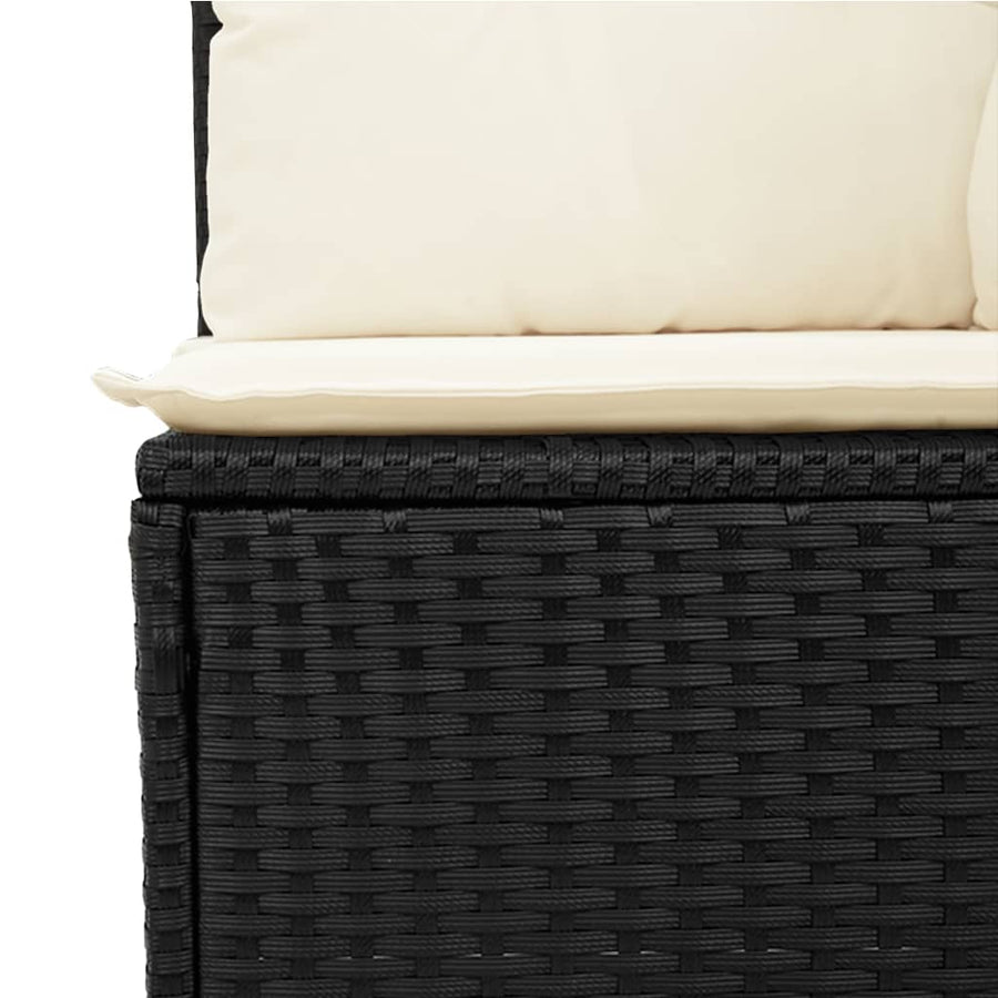Tuinhoekbank Met Kussens Poly Rattan Zwart