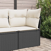 Tuinhoekbank poly rattan zwart met opbergfunctie