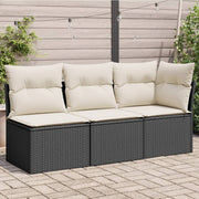 Tuinbank 3-zits poly rattan zwart