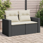 2-Seater Garden Bench with Cushions Poly Rattan Black