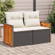 Tuinbank 2-zits poly rattan zwart 118x62x69 cm