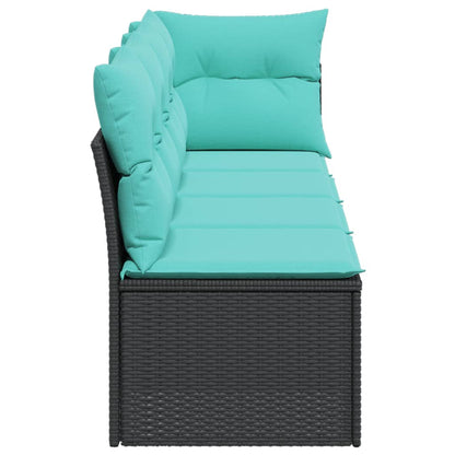 Tuinbank 4-Zits Met Kussens Poly Rattan Zwart