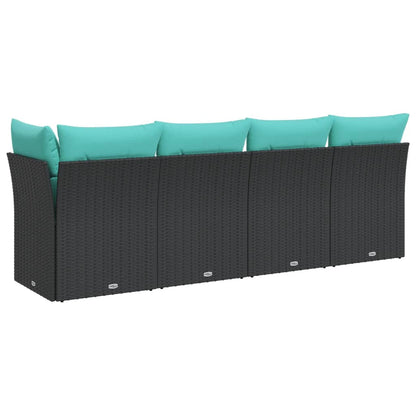 Tuinbank 4-Zits Met Kussens Poly Rattan Zwart