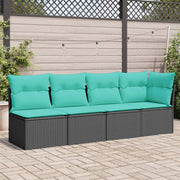 Tuinbank 4-zits poly rattan zwart