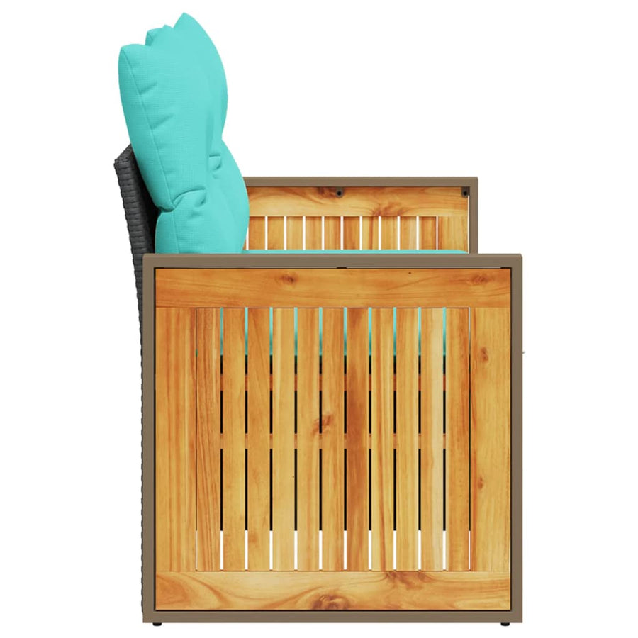 Tuinbank met kussens 2-zits poly rattan zwart