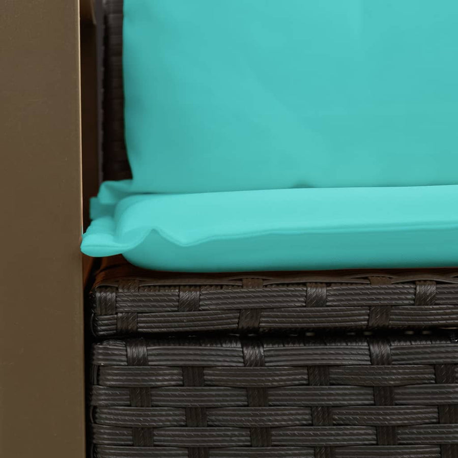Tuinbank met kussens 2-zits poly rattan zwart