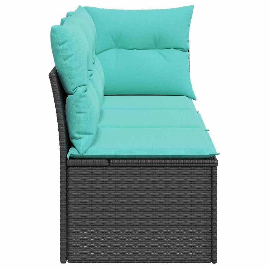 Tuinbank 3-zits met kussens poly rattan zwart
