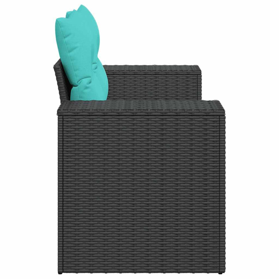 Tuinbank 2-zits met kussens poly rattan zwart