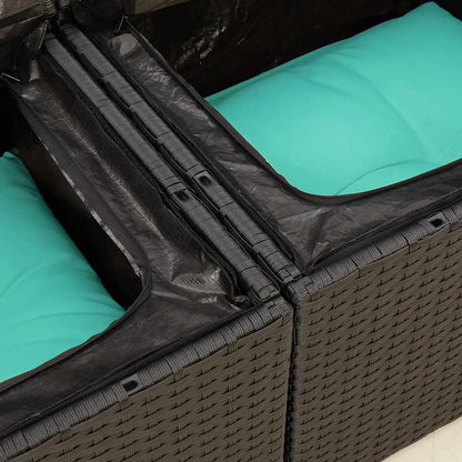 Tuinbank 2-zits met kussens poly rattan zwart