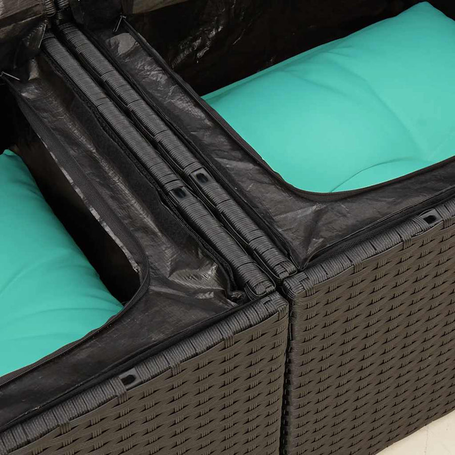 Tuinbank 2-zits met kussens poly rattan zwart