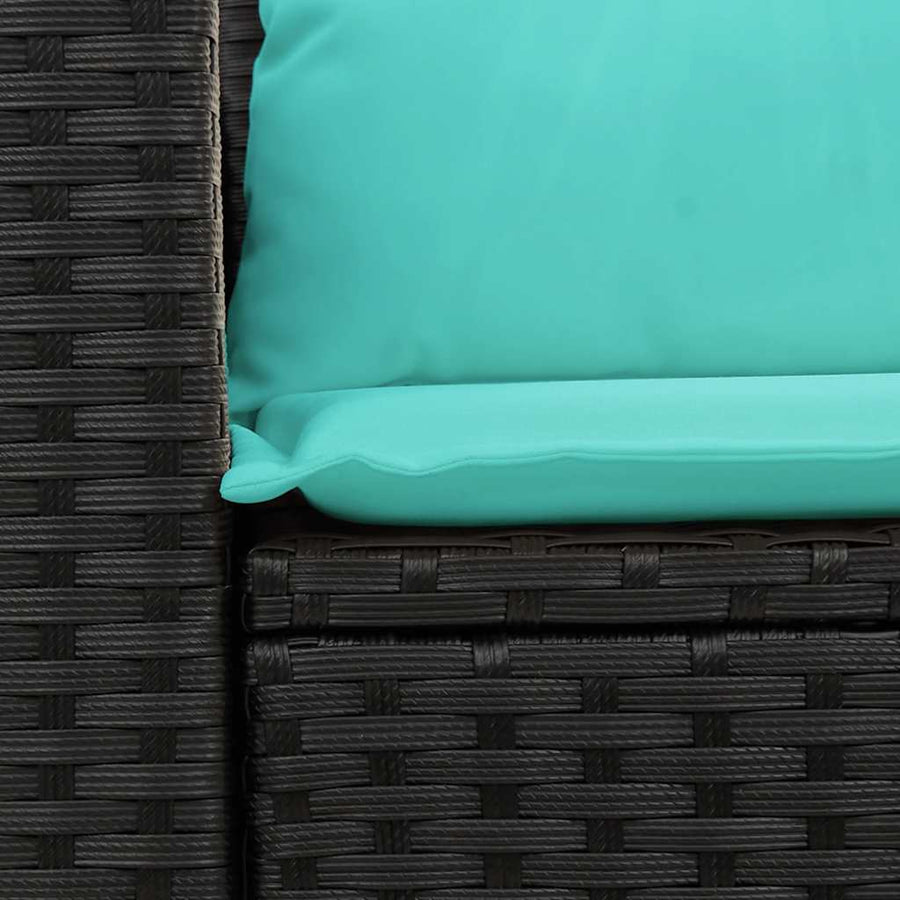 Tuinbank 2-zits met kussens poly rattan zwart