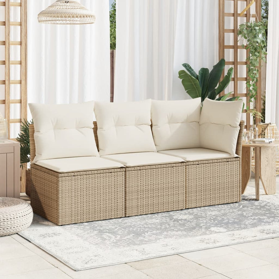 Tuinbank Zonder Armleuning Met Kussens Poly Rattan Beige