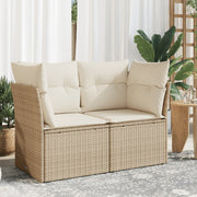 Tuinbank 2-zits poly rattan beige 124x62x69 cm